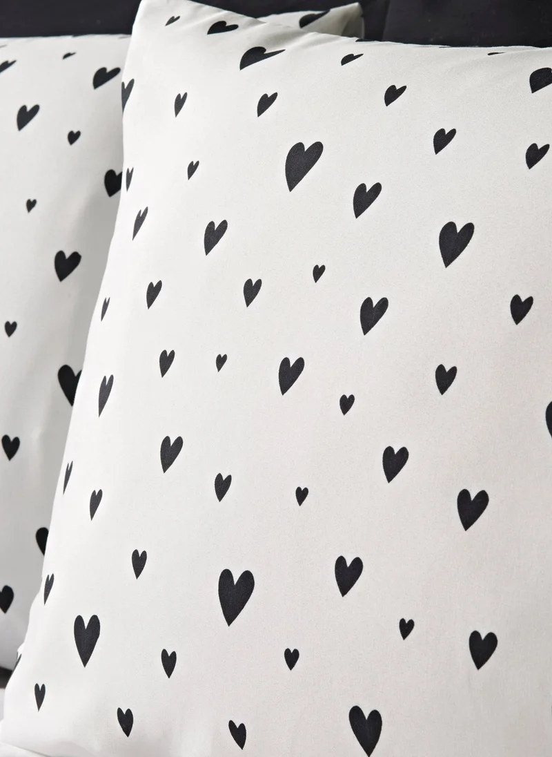 Matalan White Mono Heart Duvet Set