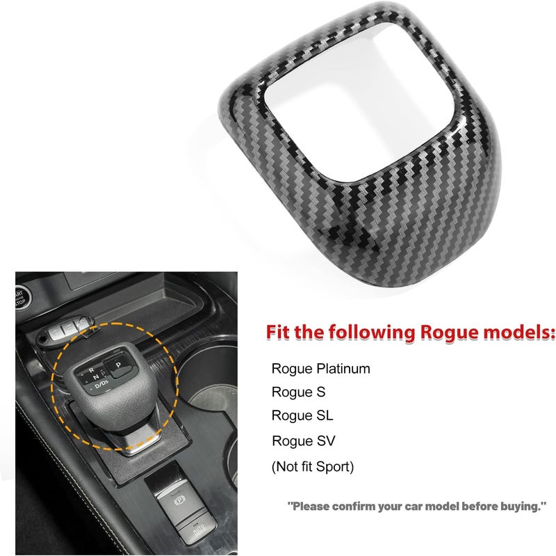 ANFOKAS لإكسسوارات نيسان روج (Nissan Rogue) لعامات 2024، 2023، 2022: غطاء مقبض تغيير الترسات داخل السيارة، غطاء لوحة الترسات، غطاء وحدة التحكم المركزية – بتصميم من الألياف الكربونية - Image 2