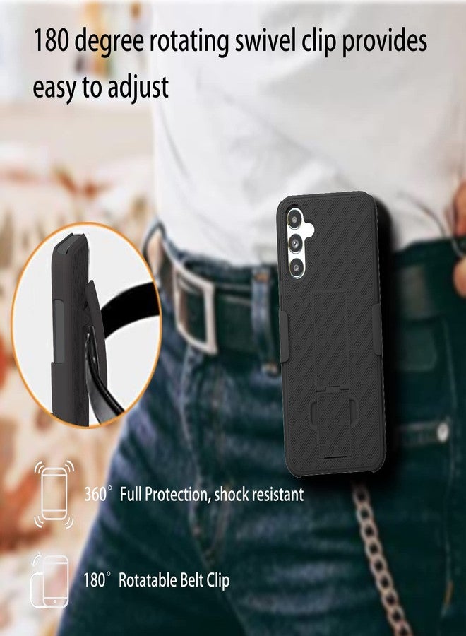 Ailiber for Samsung Galaxy A14 5G Case, Galaxy A14 5G Phone Case Holster with Screen Protector, Swivel Belt Clip, Kickstand Holder, Slim Shockproof Shell Full Body Phone Cover for Samsung A14-Black - Image 3