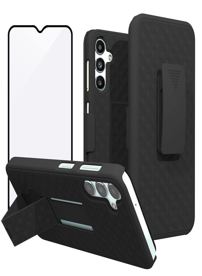 Ailiber for Samsung Galaxy A14 5G Case, Galaxy A14 5G Phone Case Holster with Screen Protector, Swivel Belt Clip, Kickstand Holder, Slim Shockproof Shell Full Body Phone Cover for Samsung A14-Black - Image 1