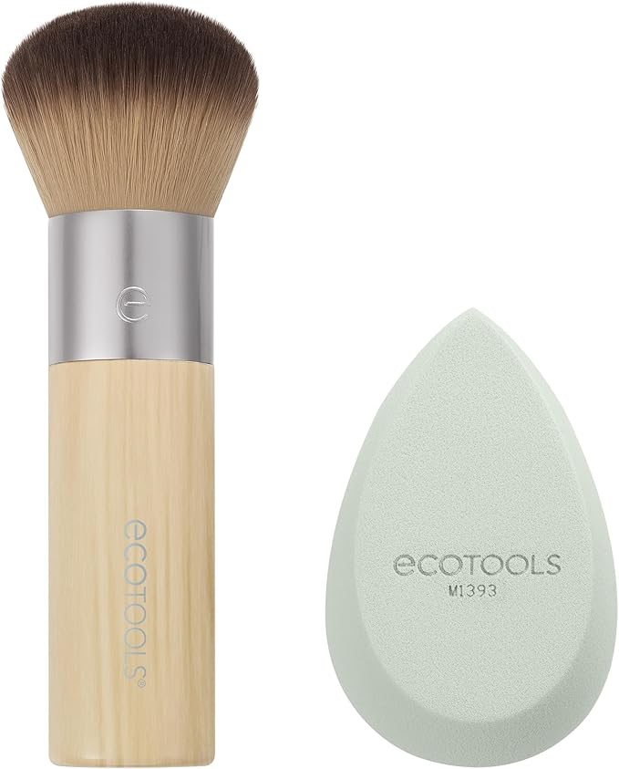 EcoTools OnTheGo Makeup Brush Kit TravelFriendly Brush Set MiniSize Makeup Tools for Powders Blush Bronzer Eyeshadows EcoFriendly Synthetic Bristles CrueltyFree Vegan 5 Piece Set - Image 2