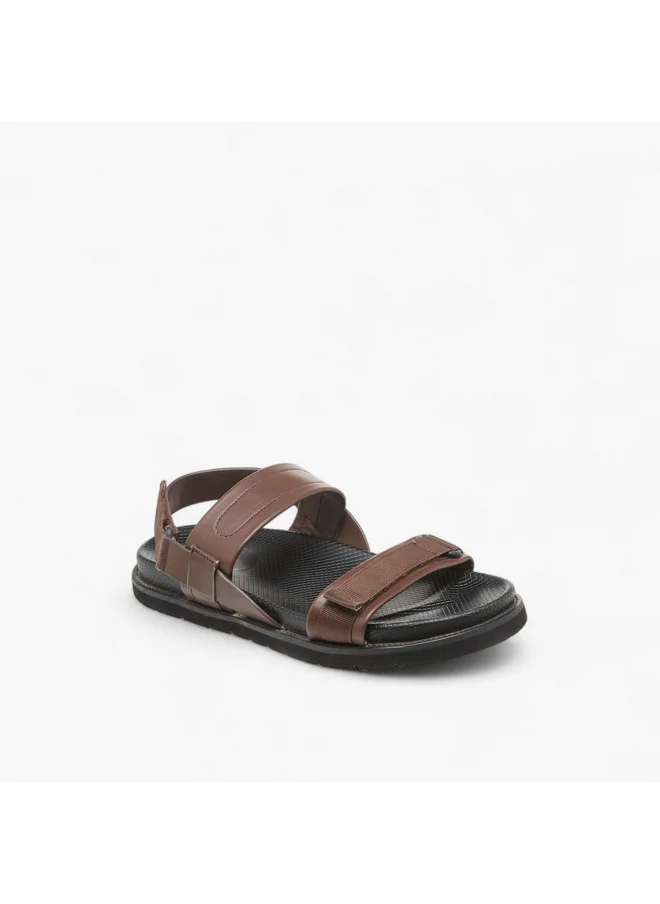 DUCHINI Men's Strap Detail Comfort Sandals with Hook and Loop Closure