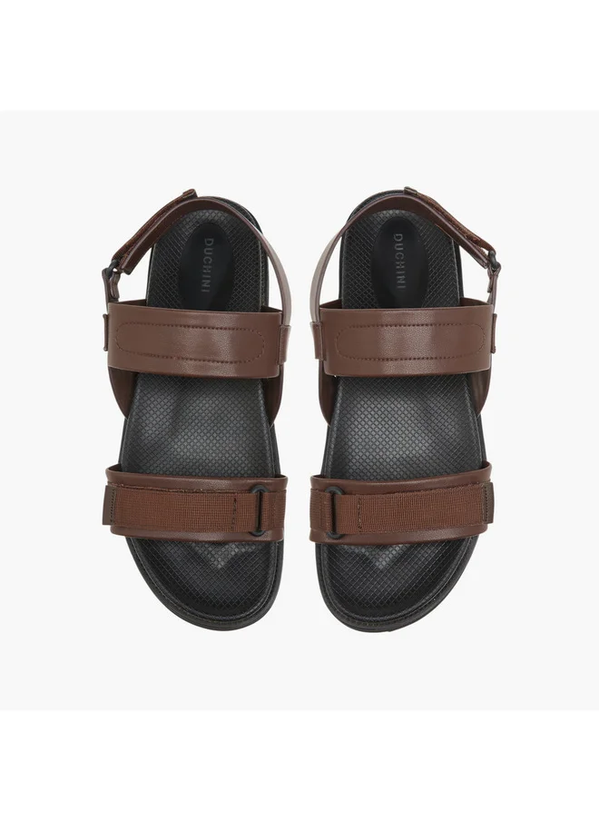 DUCHINI Men's Strap Detail Comfort Sandals with Hook and Loop Closure