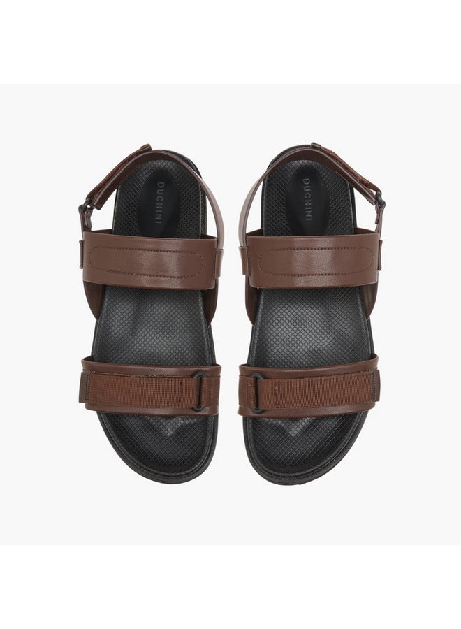 DUCHINI Men's Strap Detail Comfort Sandals with Hook and Loop Closure  - Image 1