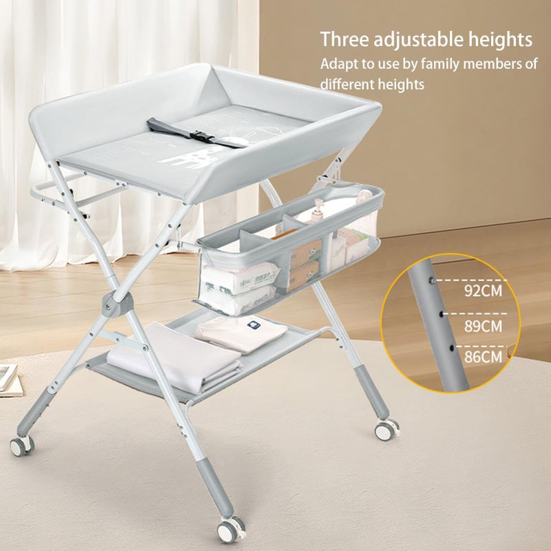 Luganud Diaper Changing Table, Foldable, Diaper Changing, Diaper Table, Portable Storage, Comes with Wheels, Baby Care, Bedroom, Diaper Changing Table, Diaper Changing Table, Side Rack, Storage Shelf, Nursery - Image 5