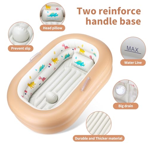 Swimbobo Inflatable Baby Bathtub – Soft, Portable Baby Bath for Infants and Toddlers, Easy to Inflate, Waterproof, Ideal for Home and Travel (Basic) - Image 2