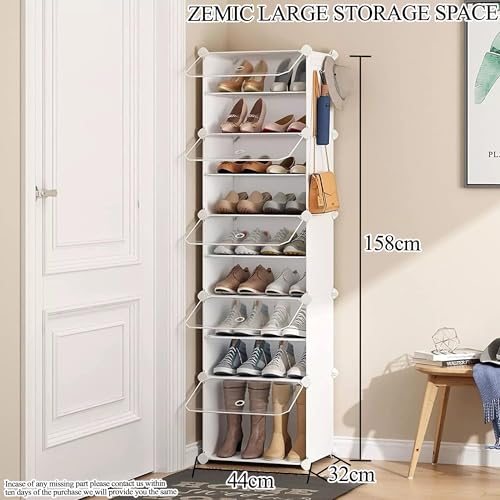 Zemic 10 Shelf DIY Shoe Rack Plastic ^ Multi-Purpose Plastic Shoe Rack for Home Shelves, PP Home with Door for Entryway, Chappal Slipper Shoe Stand (Grey, 10-Shelf-5-Door) - Image 2