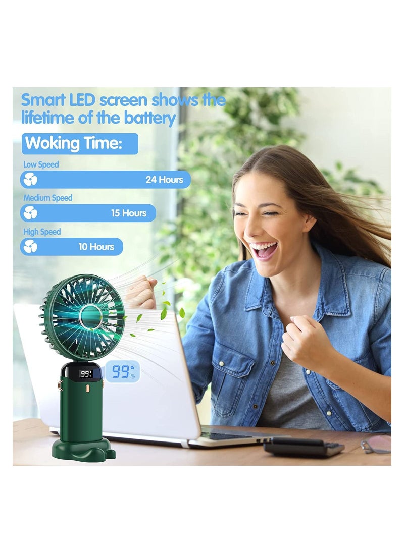 يو إل اتش واي سي مروحة صغيرة محمولة 5 سرعات ، مراوح شخصية محمولة مع شاشة LED 90 درجة قابلة للإزالة مروحة تبريد قابلة للإزالة ، مروحة USB هادئة 5000 مللي أمبير للسفر في المنزل والمكتب في الهواء الطلق ، تعمل من 16 إلى 2  - Image 3