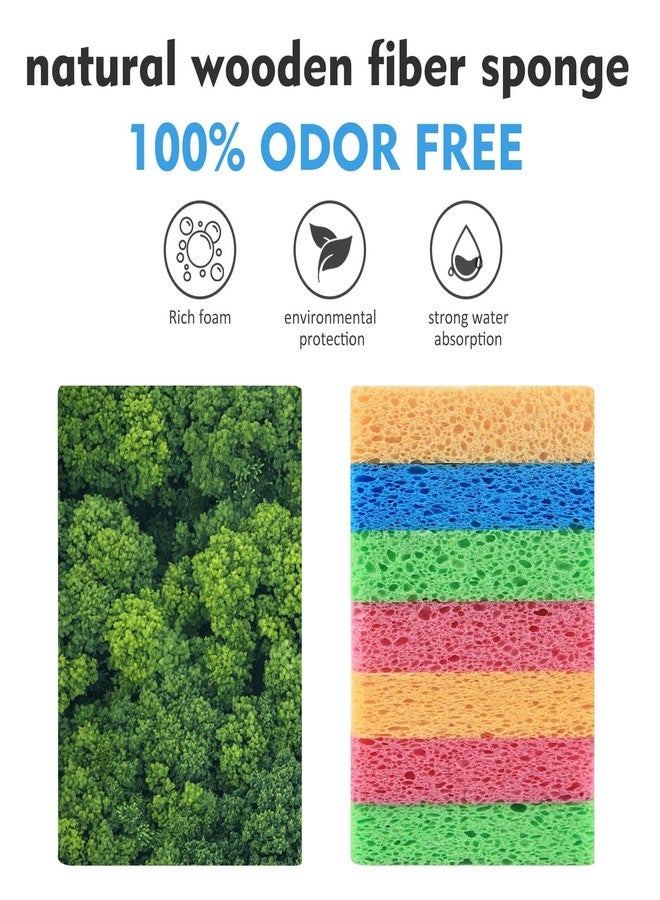 MB2P Cleaning Scrub Sponge,Non-Scratch Kitchen Cellulose Dishwashing Sponge,3 PCS Extra Thickness Colored Biodegradable Natural Sponge with 2Pack Metal Scrubber - Image 4