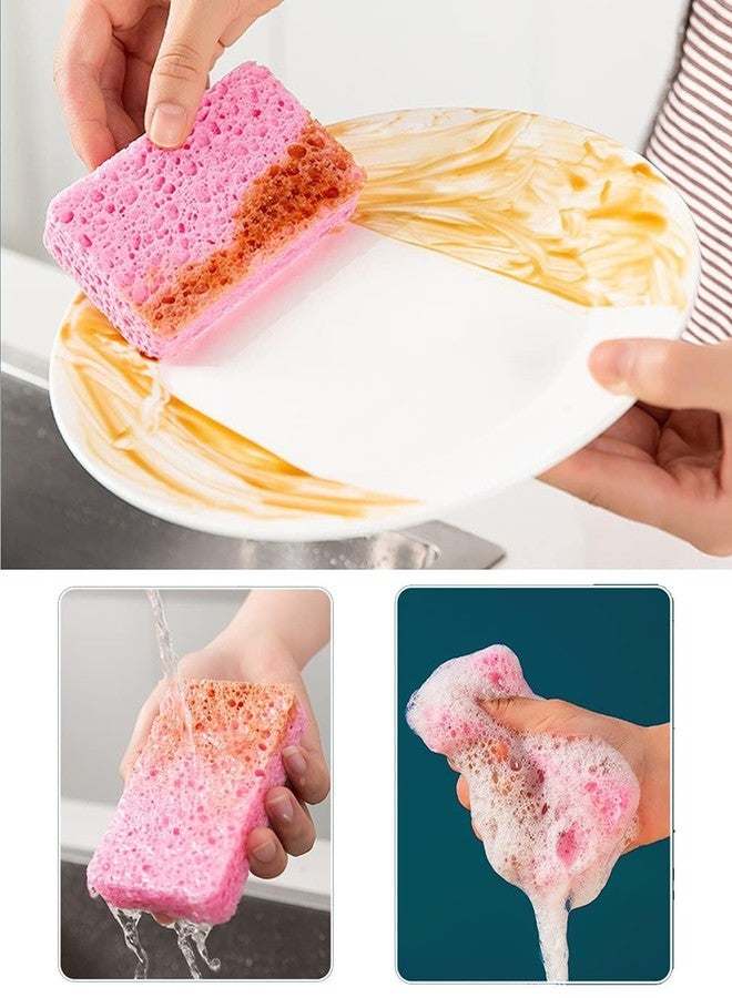 MB2P Cleaning Scrub Sponge,Non-Scratch Kitchen Cellulose Dishwashing Sponge,3 PCS Extra Thickness Colored Biodegradable Natural Sponge with 2Pack Metal Scrubber - Image 3