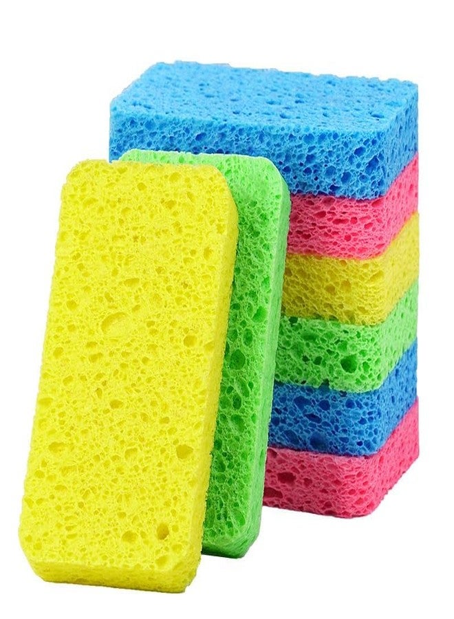 MB2P Cleaning Scrub Sponge,Non-Scratch Kitchen Cellulose Dishwashing Sponge,3 PCS Extra Thickness Colored Biodegradable Natural Sponge with 2Pack Metal Scrubber - Image 1