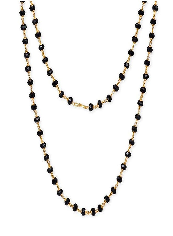 Ervio Black Crystal Beads Chain for Men & Women | Stylish Beaded Mala Necklace | Unisex Fashion Jewelry for Spiritual, Traditional | Lightweight Handcrafted Look Chain (multicolor) - Image 1