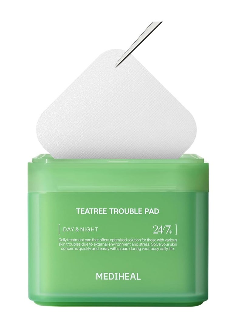 Mediheal Teatree Trouble Pad | Square Cotton Facial Toner Pads With Tea Tree & Lactobacillus | Soothing Pads To Calm Sensitive & Acne Prone Skin-| Vegan Face Gauze Pads | 100 Pads - Image 1
