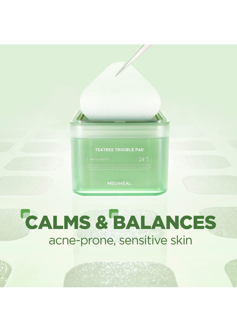 Mediheal Teatree Trouble Pad | Square Cotton Facial Toner Pads With Tea Tree & Lactobacillus | Soothing Pads To Calm Sensitive & Acne Prone Skin-| Vegan Face Gauze Pads | 100 Pads - Image 2