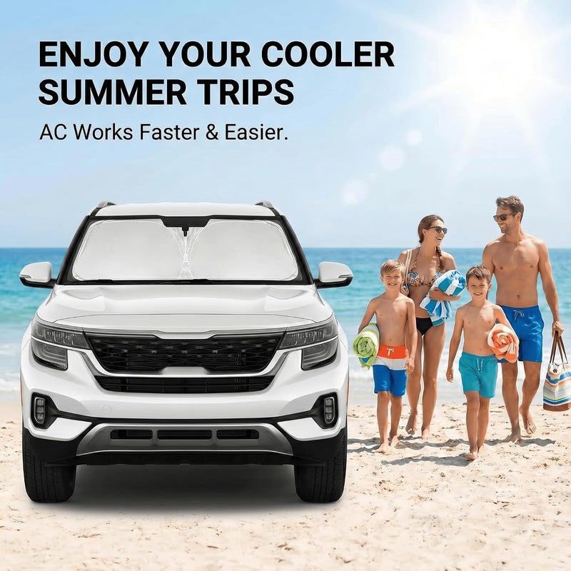 AuyNeas Windshield Sun Shade for Kia Seltos 2021-2024 2025 2026 Sunshade Front Window Shade Custom Fit Seltos Accessories Sun Visor Foldable Shade Blocks UV Rays Accessories - Image 4