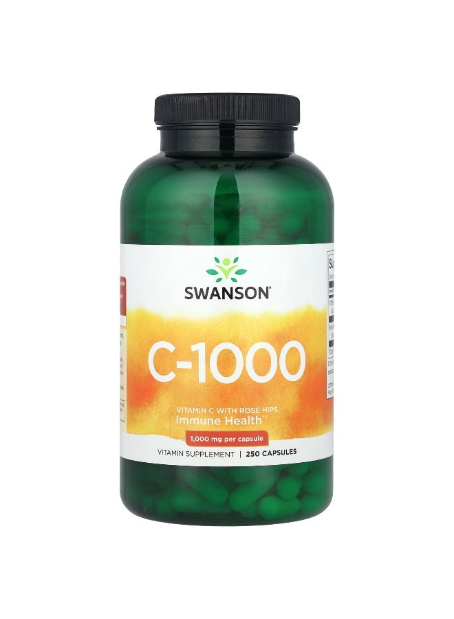 Swanson, C-1000, Vitamin C With Rose Hips, 1,000 mg, 250 Capsules