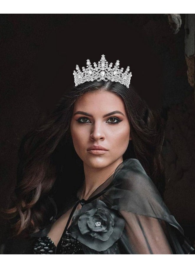 Wecoe - Tiaras And Crowns For Women Silver Birthday Girl Princess Queen Crown Adult Women Quinceanera Fairy Crown Wedding Bridal Prom Accessories Crowns For Flower Bouquets, 3Pcs Blank Sashes Included - Image 1