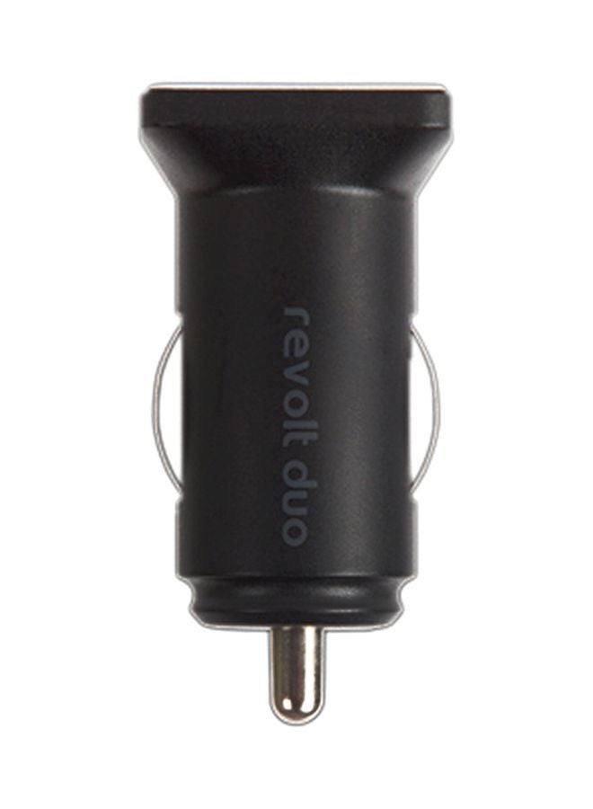 موشي شاحن سيارة بمنفذ USB مزدوج أسود - Image 1