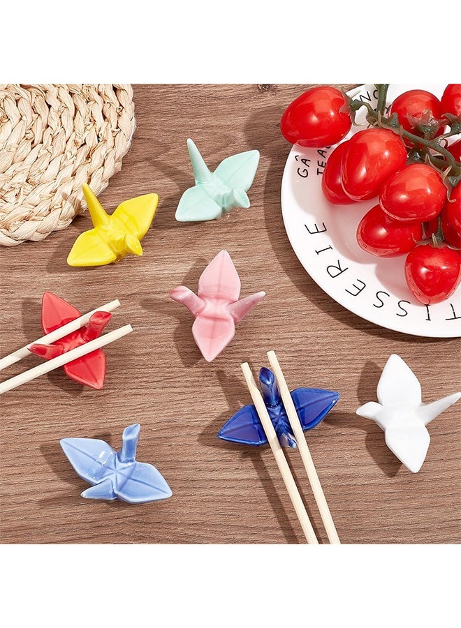 7 Colors Origami Crane Chopstick Rest Ceramic Chopstick Rest Chinese Ceramic Dinner Spoon Fork Brush Pen Holder Set is suitable for countertop tableware home decoration decoration - Image 3
