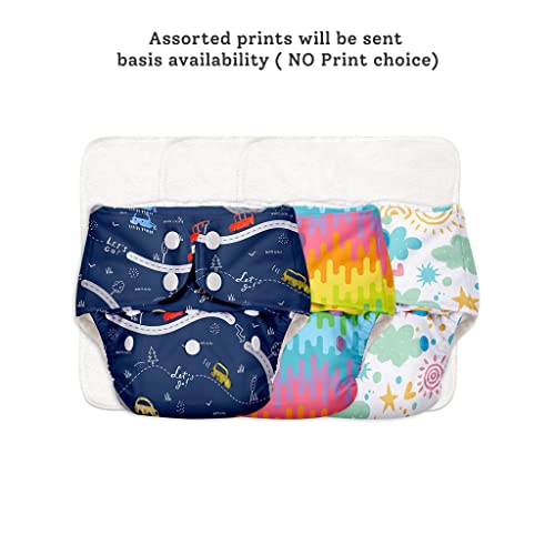 Superbottoms Basic Leakage-proof advanced cloth diapers for babies, High Absorbent 100% cotton 3 reusable diaper and 3 insert pad Combo Pack washable cloth diaper 3M -3Years Adjustable, Reduces Rash - Image 2