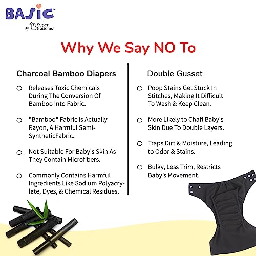 Superbottoms Basic Leakage-proof advanced cloth diapers for babies, High Absorbent 100% cotton 3 reusable diaper and 3 insert pad Combo Pack washable cloth diaper 3M -3Years Adjustable, Reduces Rash - Image 5