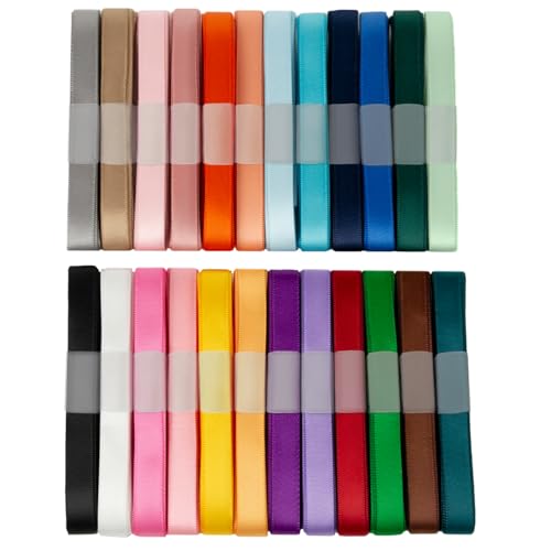 Mlurcu Satin Ribbon 3/8 Inch Thin Ribbon 48 Yards Assorted Colorful Bulk Ribbon Pack, Double Faced Satin Ribbon Set, Thick Silk Fabric Ribbons for Crafts, Christmas Gift Wrapping, Hair Bows Making, Sewing - Image 1