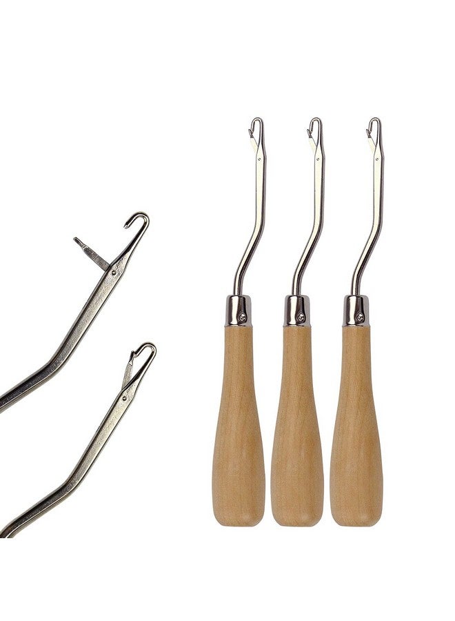 YTBYT 3 Pcs 6.5 Inch Wooden Bent Latch Hook Supplies Tool for Rug Making and Other Crafts - Image 4