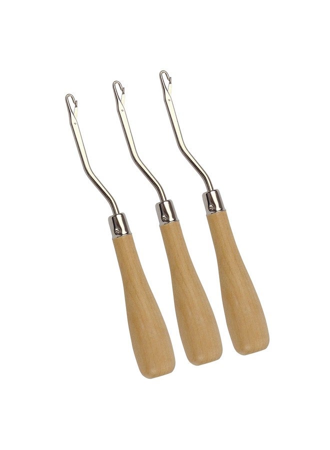 YTBYT 3 Pcs 6.5 Inch Wooden Bent Latch Hook Supplies Tool for Rug Making and Other Crafts - Image 1