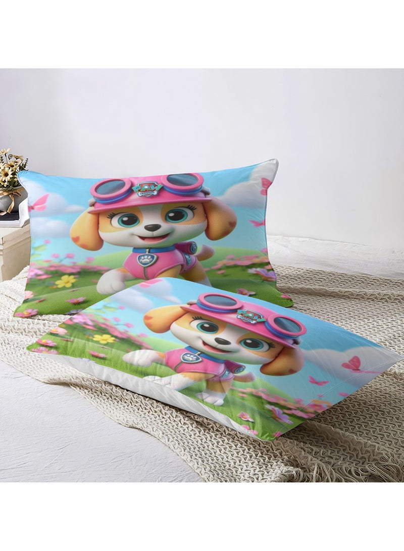 طقم ملاءة سرير من البوليستر الناعم من الألياف الدقيقة من باو باترول مكون من 3 قطع يتضمن غطاء لحاف وكيسي وسادة (غطاء لحاف مقاس 150 سم × 200 سم) - Image 3