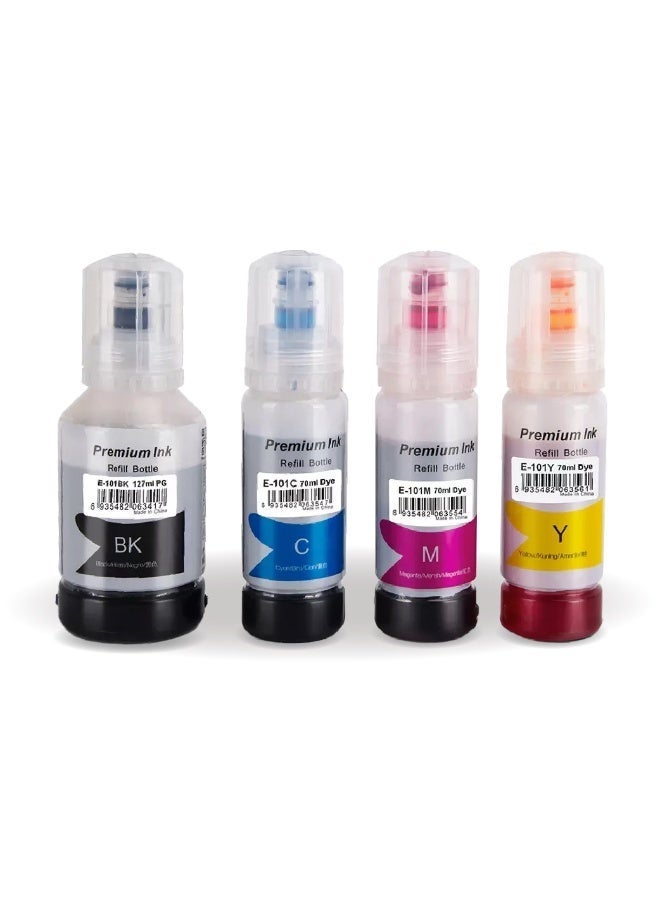 نيكس نوفا حبر إبسون EcoTank 101 طابعة L4150 L4160 L6160 L6170 L6176 L6190 L14150 مجموعة 4 عبوات ألوان أسود سماوي أرجواني أصفر للاستخدام اليومي والهدايا المنزلية والمكتبية - Image 1