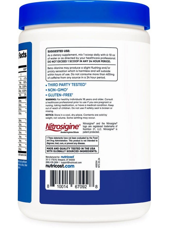 Nutricost Pre-X Xtreme Pre-Workout Powder Complex, Blue Raspberry, 30 Servings, Vegetarian, Non-GMO and Gluten Free - Image 4