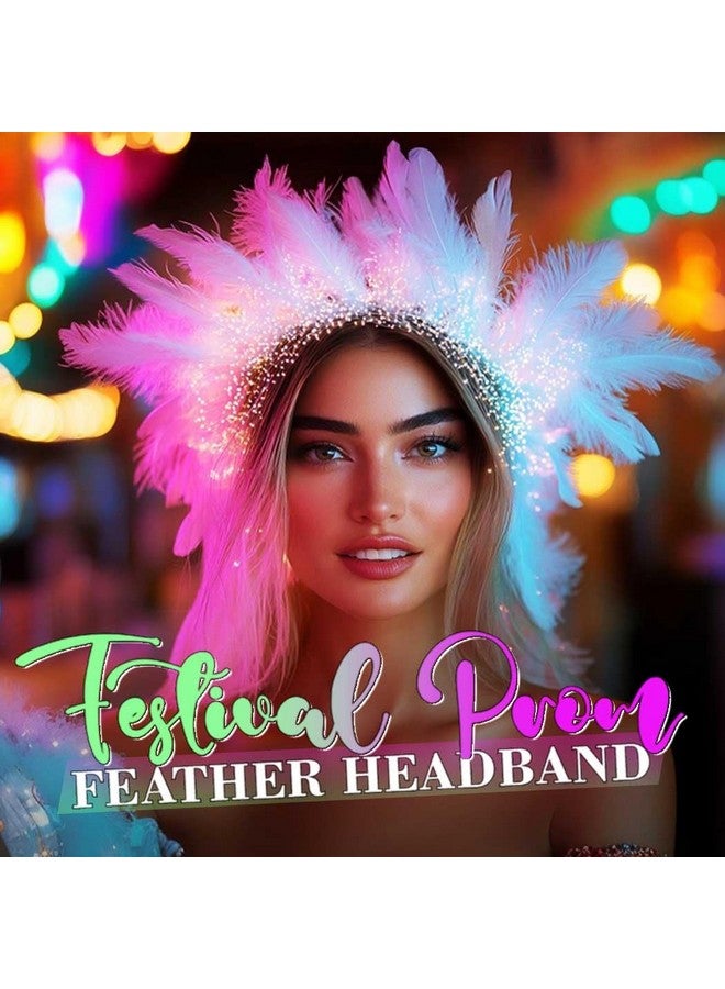 GENBREE Art Deco 1920S Flapper Headpiece Wedding Roaring 20S Great Feather Headband White Rhinestone Cocktail Prom Hair Accessories For Women And Girls  - Image 3