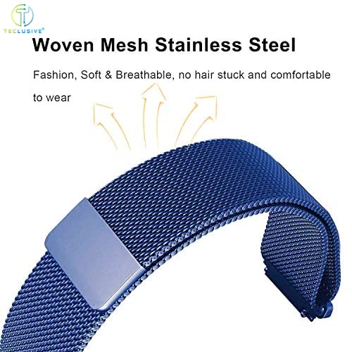 T TECLUSIVE Luxury Magnetic Loop Metal Chain Strap 19mm Compatible for Noise Colorfit Pro 2 / Oxy/Pulse/Beat and Boat Storm Watch | Precise Fit | Adjustable Magnetic Band 19mm Watch Band (Blue) - Image 5