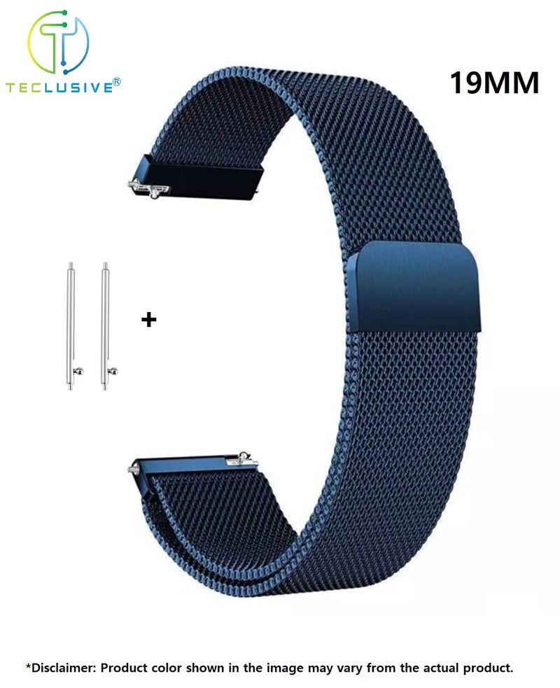 T TECLUSIVE Luxury Magnetic Loop Metal Chain Strap 19mm Compatible for Noise Colorfit Pro 2 / Oxy/Pulse/Beat and Boat Storm Watch | Precise Fit | Adjustable Magnetic Band 19mm Watch Band (Blue) - Image 4