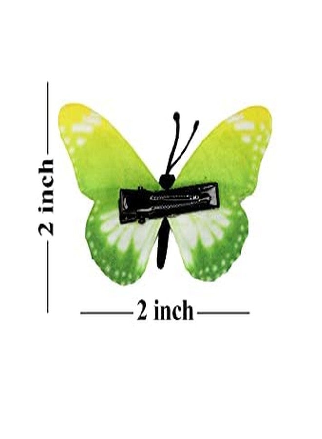KAVIN Set Of 2 Pieces Hair Claw Clips Mesh Butterfly Design Hair Pins/Hair Ties Pins/Hair Clips For Girls And Women (Green Colour) - Image 3