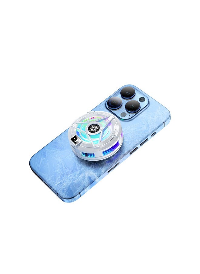 Phone Cooler,Cooling Fan for Mobile ,Mobile Cooler Semiconductor,Real-time Temperature Display,Color Cycle Cell Semiconductor Phone Cooler Compatible with Phone/Switch/Pad/Laptop,Fit for Gaming,Outdoor Vlog for Universal iPhone/Android Smartphone