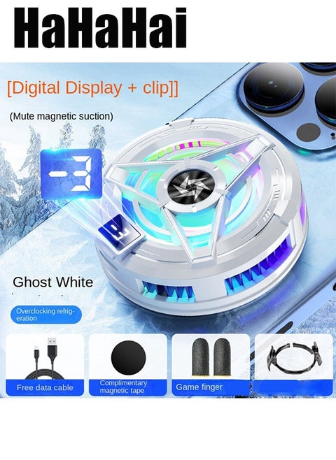 Phone Cooler,Cooling Fan for Mobile ,Mobile Cooler Semiconductor,Real-time Temperature Display,Color Cycle Cell Semiconductor Phone Cooler Compatible with Phone/Switch/Pad/Laptop,Fit for Gaming,Outdoor Vlog for Universal iPhone/Android Smartphone
