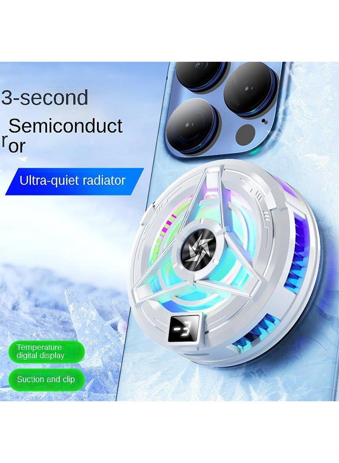 هاهاهاي مبرد جوال،مبرد،مبرد الهاتف، مروحة تبريد الهاتف المحمول، أشباه موصلات تبريد الهاتف المحمول، عرض درجة الحرارة في الوقت الفعلي، أشباه موصلات بطارية متغيرة الألوان، مبدد حرارة الهاتف المحمول، متوافق مع الهواتف المحمولة/Switch/iPad، مناسب للألعاب مثل PUBG والتدوين بالفيديو في الهواء الطلق، متوافق مع الهواتف الذكية العامة من iPhone/Android وiPad. - Image 2