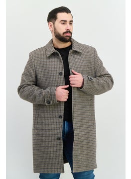 Men Houndstooth Print Trench Coat, Tan Combo - pzsku/Z2730F4CC987FC178E3A3Z/45/_/1738937667/4868ddcb-25e9-47fb-ad11-664b4fa31fad