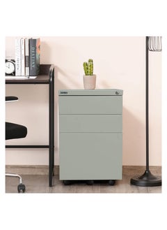 RIGID Steel Mobile Pedestal 2 Box Drawers & one file drawer pedestal Unit Modern & Sleek Office Furniture (Grey)