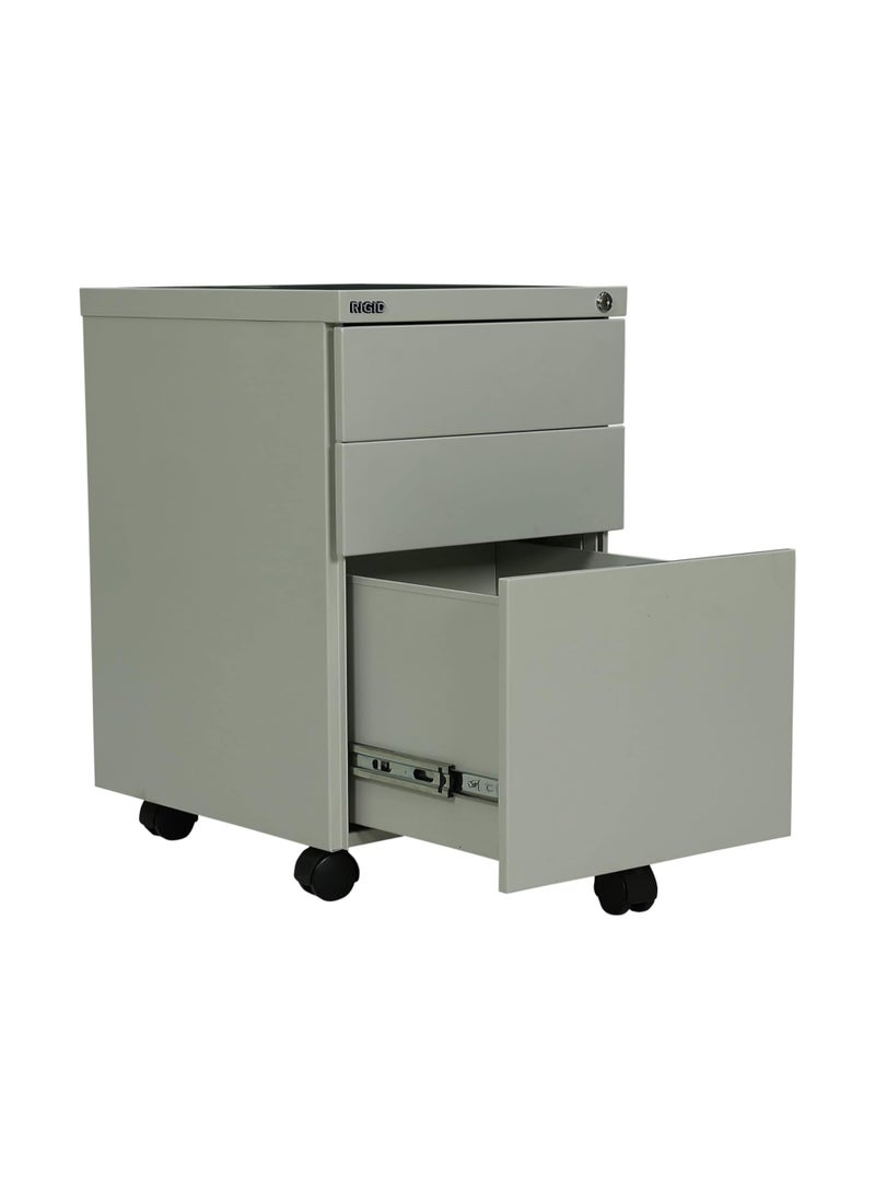 RIGID - RIGID Steel Mobile Pedestal 2 Box Drawers & one file drawer pedestal Unit Modern & Sleek Office Furniture (Grey) - Image 1