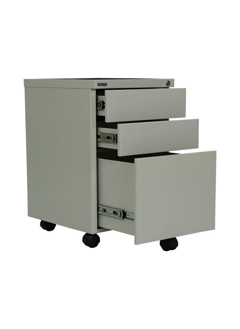 RIGID - RIGID Steel Mobile Pedestal 2 Box Drawers & one file drawer pedestal Unit Modern & Sleek Office Furniture (Grey) - Image 1