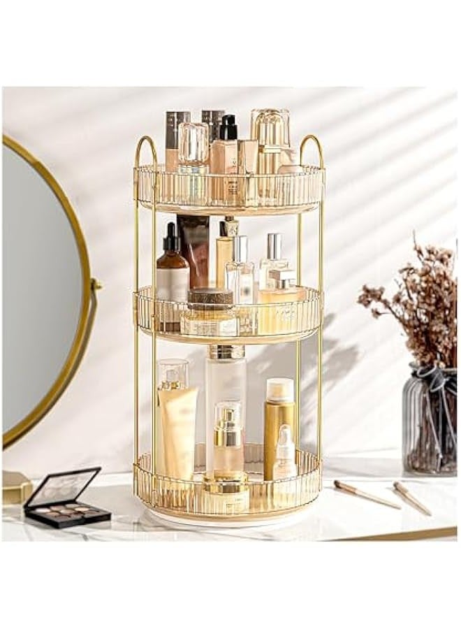 تراسل حامل عطور فاخر من الاكريليك من سترايلف، منظم منضدة الحمام، منظم مكياج دوار 360 درجة ورف للعناية بالبشرة، منظم سطح الطاولة والتخزين، رف توابل  - Image 1