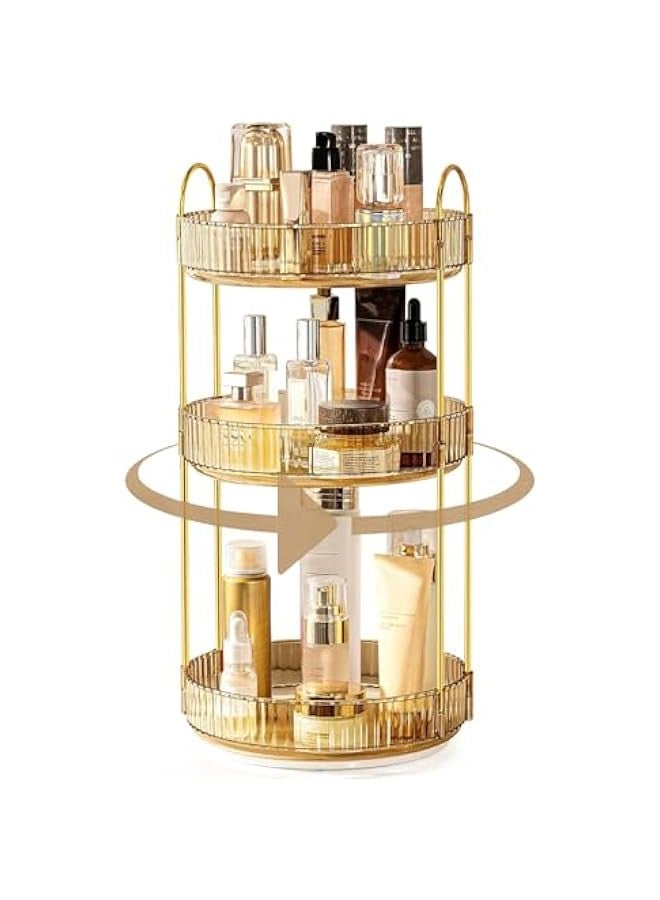 تراسل حامل عطور فاخر من الاكريليك من سترايلف، منظم منضدة الحمام، منظم مكياج دوار 360 درجة ورف للعناية بالبشرة، منظم سطح الطاولة والتخزين، رف توابل  - Image 2
