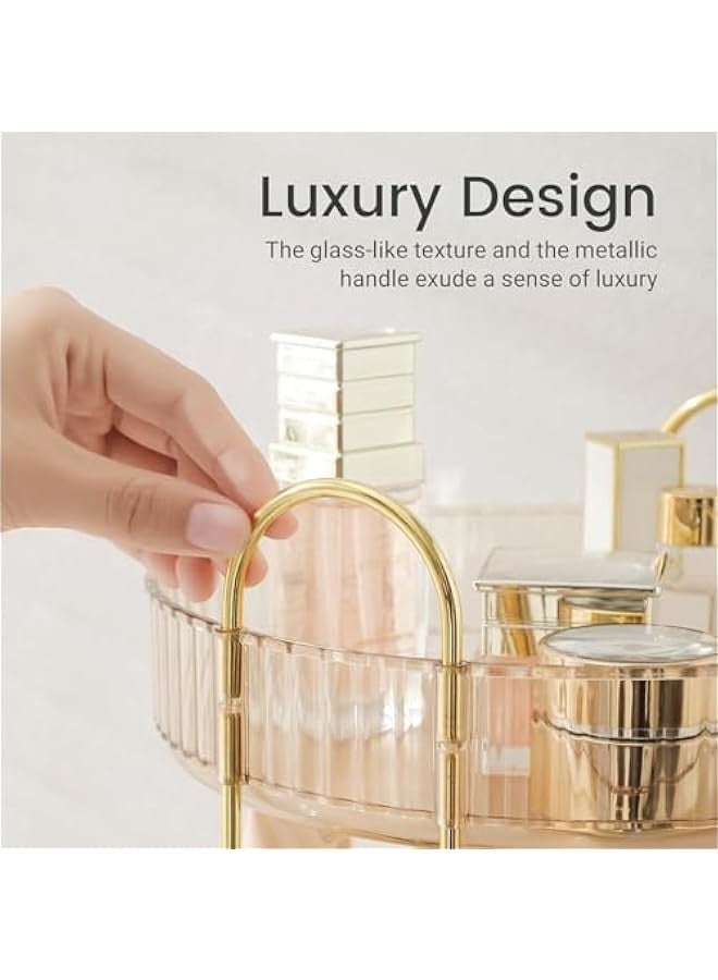 تراسل حامل عطور فاخر من الاكريليك من سترايلف، منظم منضدة الحمام، منظم مكياج دوار 360 درجة ورف للعناية بالبشرة، منظم سطح الطاولة والتخزين، رف توابل  - Image 3