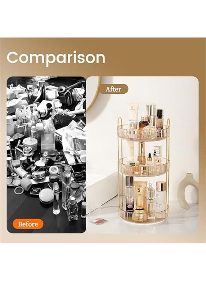 تراسل حامل عطور فاخر من الاكريليك من سترايلف، منظم منضدة الحمام، منظم مكياج دوار 360 درجة ورف للعناية بالبشرة، منظم سطح الطاولة والتخزين، رف توابل  - Image 5