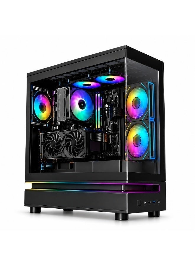 الإمارات اللاعبون جهاز كمبيوتر ألعاب من إمارات جيمرز، معالج Core i5-14400F، بطاقة رسومات GeForce RTX 5060 بسعة 8 جيجابايت، ذاكرة وصول عشوائي DDR4 بسعة 16 جيجابايت، قرص SSD من نوع NVMe، واي فاي، إضاءة ARGB، لون أسود - Image 1