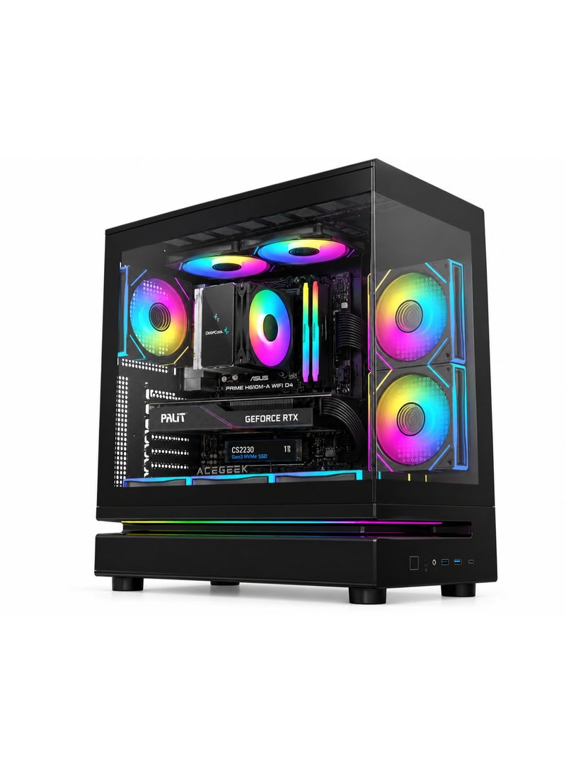 الإمارات اللاعبون جهاز كمبيوتر ألعاب من إمارات جيمرز، معالج Core i5-14400F، بطاقة رسومات GeForce RTX 5060 بسعة 8 جيجابايت، ذاكرة وصول عشوائي DDR4 بسعة 16 جيجابايت، قرص SSD من نوع NVMe، واي فاي، إضاءة ARGB، لون أسود - Image 2