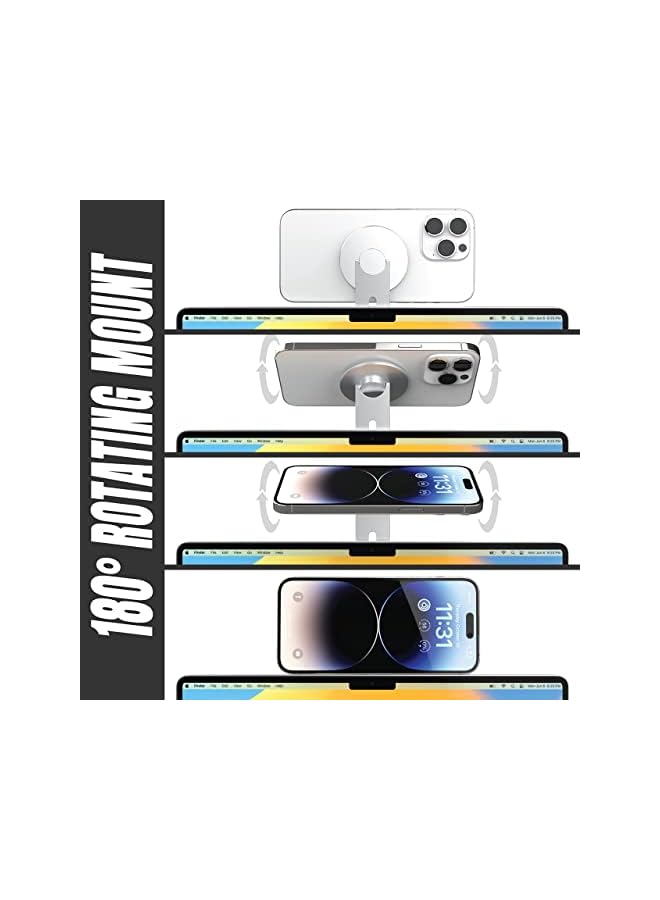 Green Tiger Hidden mobile phone holder, lim Magnetic Phone Holder Swivels 180° for Laptops and Monitors - Adjustable Magnetic Arm - Compatible with iPhone 14/13/12 Plus Pro Max Mini - Image 4