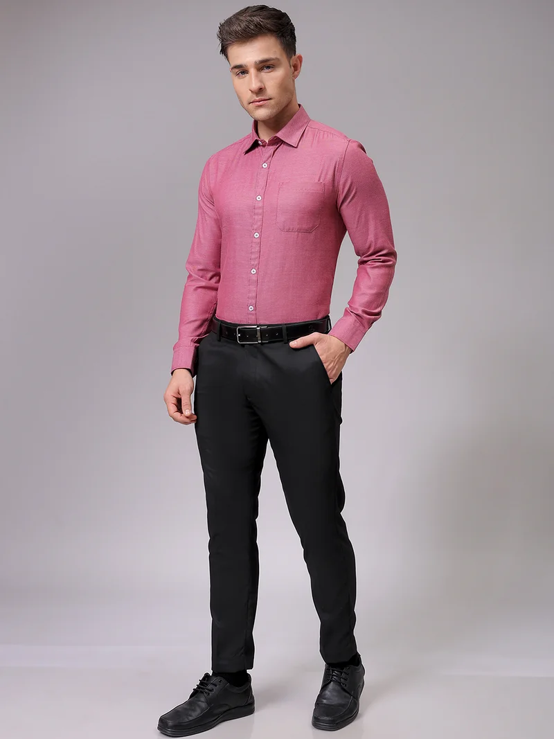 The Indian Garage Co Men Slim Fit Solid Full Sleeves Cutaway Collar Formal Shirt